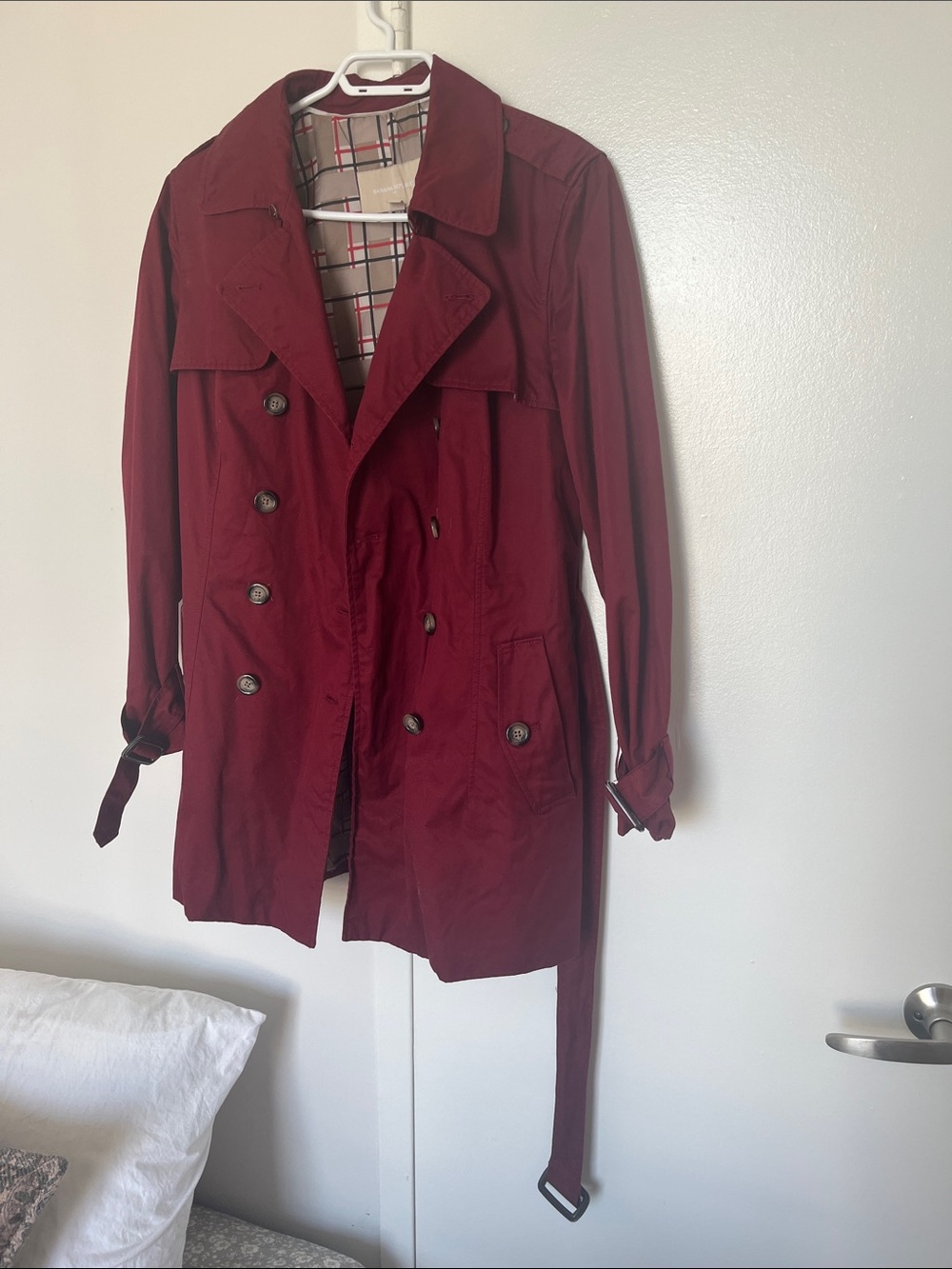 Banana Republic red trench coat